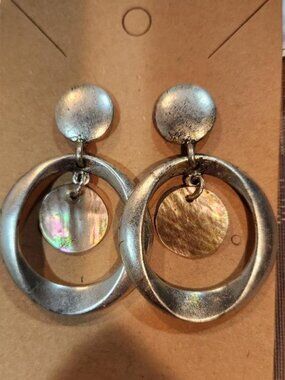 Vintage Style Geometric Drop/Dangle Earrings with Mother of Pearl